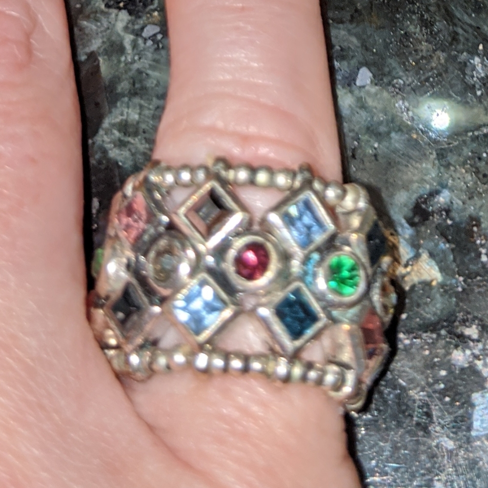 Stretch Multi-color Crystal Ring - Picture 6 of 7